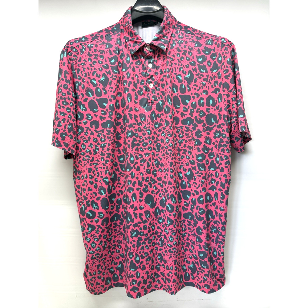 SUNDAY SWAGGER Polo Shirt Mens 2XL Pink Print Performance Golf